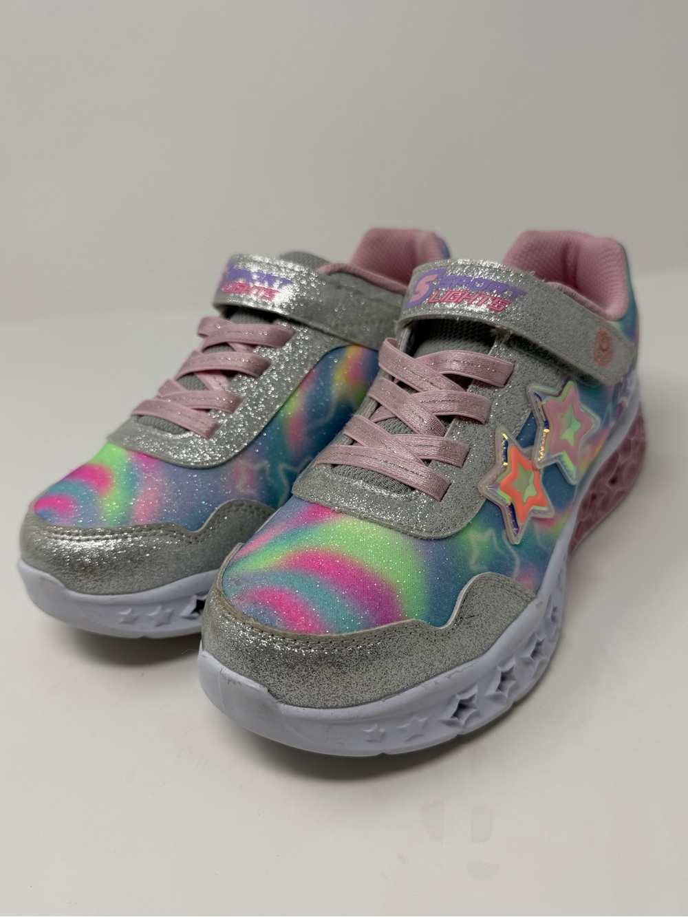 Skechers Kids Light-Up Athletic Sneakers in Pink Multi Color Sz. 2y